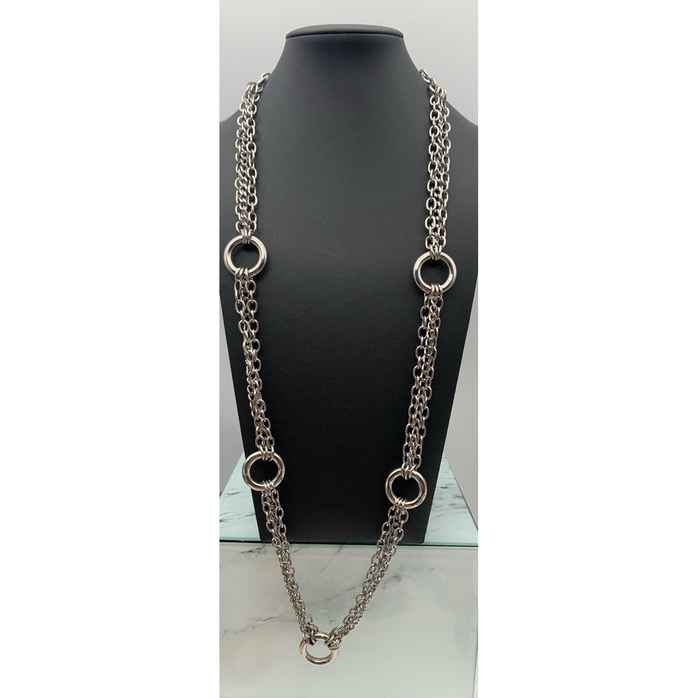 Edforce Stainless Steel Multi Layer‎ Long Circle Station Necklace 30"
